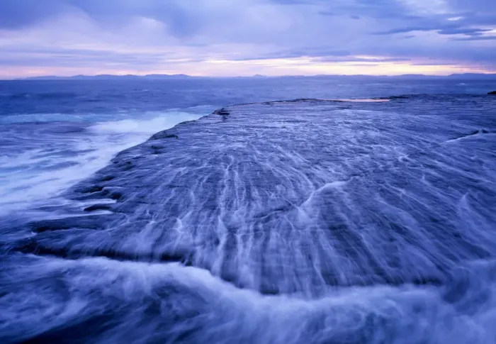 Framed Print : Australia, Tasmania, water washing over wave platforms