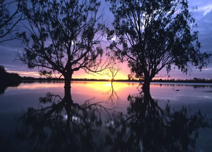 Framed Print : Australia, Victoria, flooded Hattah Lakes at sunset Framed Print : Australia, Victoria, flooded Hattah Lakes at sunset
