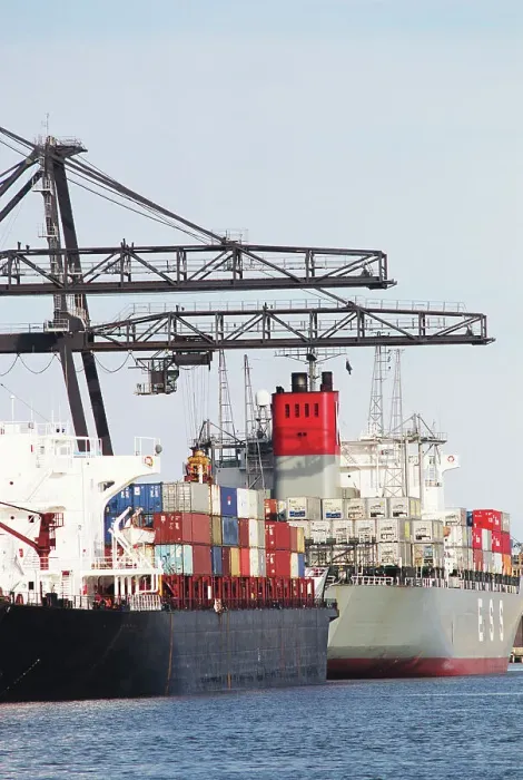 Framed Print : Australia, Victoria, Melbourne, container ships in shipyard