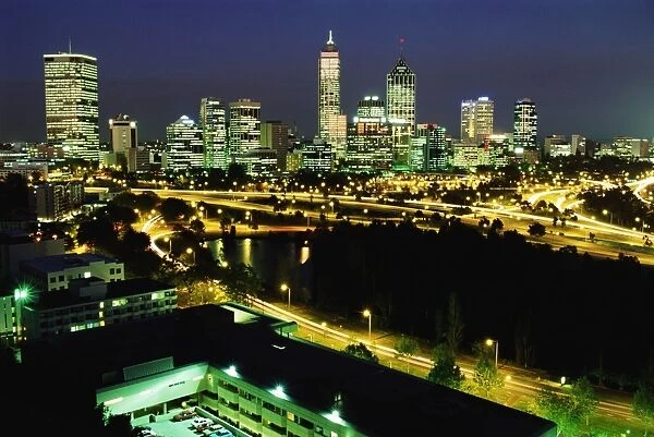 Australia, Western Australia, Perth, cityscape and skyline at night