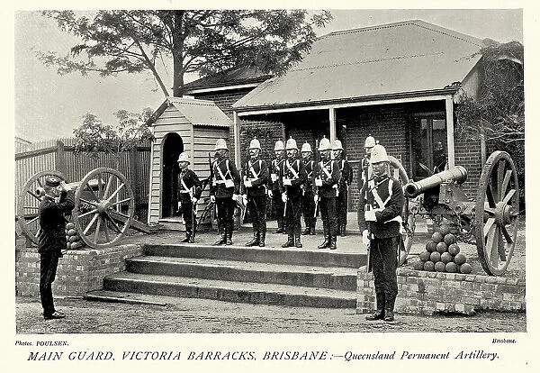 Australian army, Queensland Defence Force, Soldiers on guard, Victoria Barracks Brisbane, Military history, 1890s 19th Century