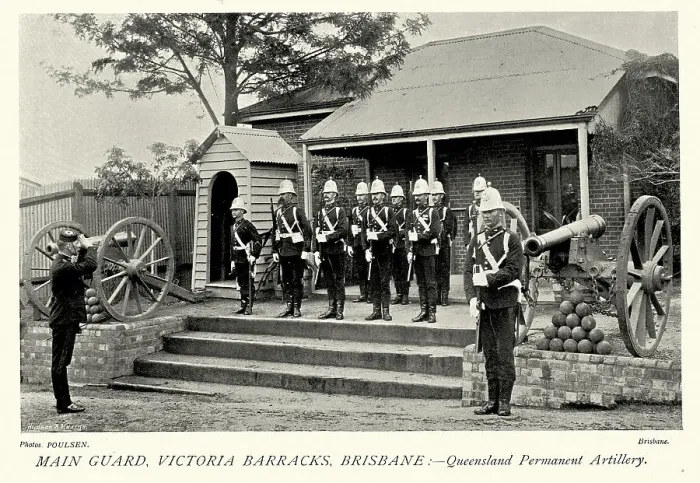 Framed Print : Australian army, Queensland Defence Force, Soldiers on guard, Victoria Barracks Brisbane, Military history, 1890s 19th Century