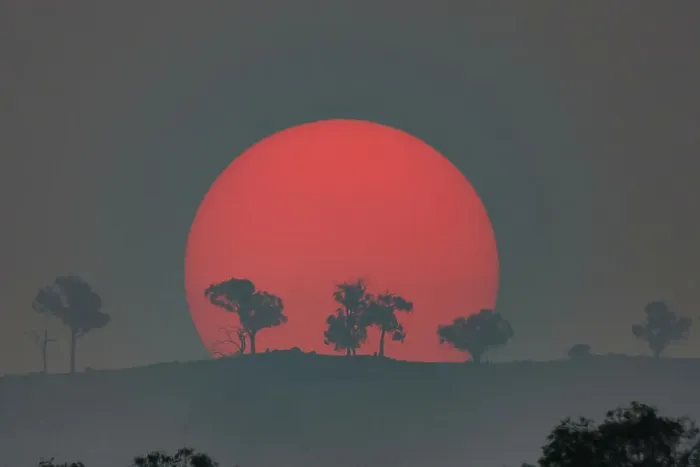 Framed Print : Australian bushfire sunset