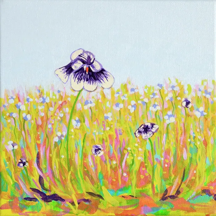 Framed Print : Australian native Viola growing wildly in a garden lawn. Original acrylic painting Framed Print : Australian native Viola growing wildly in a garden lawn. Original acrylic painting