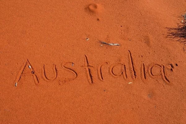 Australian written in red desert sand