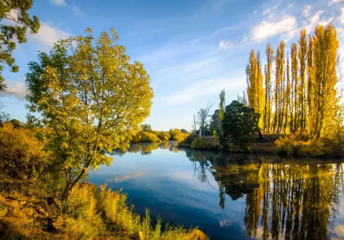 Framed Print : Autumn Colors by Derwent River in Tasmania Framed Print : Autumn Colors by Derwent River in Tasmania