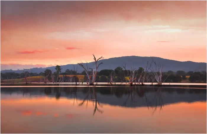 Framed Print : Autumn dusk at Lake Nillahcootie, Central Victoria Framed Print : Autumn dusk at Lake Nillahcootie, Central Victoria