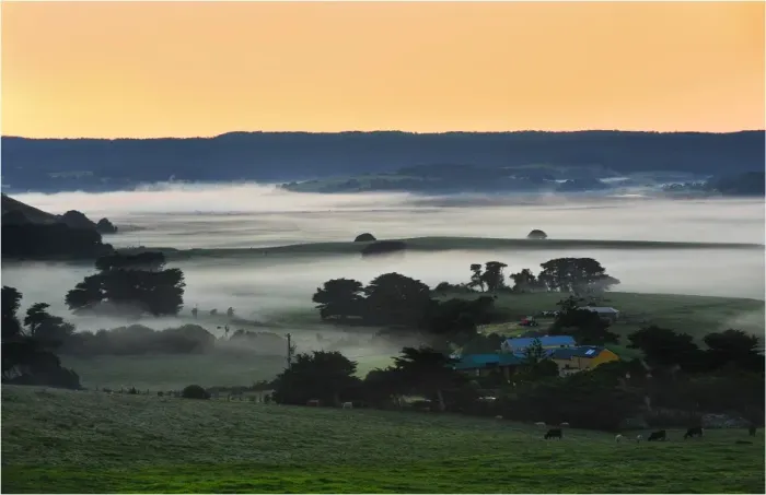 Framed Print : Ayre Valley winter mist rising at Dawn, Western coastline of Victoria Framed Print : Ayre Valley winter mist rising at Dawn, Western coastline of Victoria