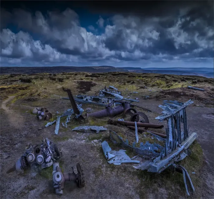 Framed Print : B29 Plane Wreck, Glossop Moors, Peak district, England, UK