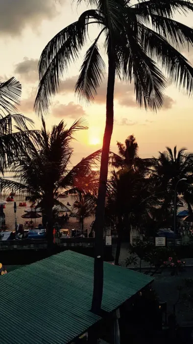 Framed Print : Bali Palms Sunset viewed from Legian Beach Hotel Framed Print : Bali Palms Sunset viewed from Legian Beach Hotel