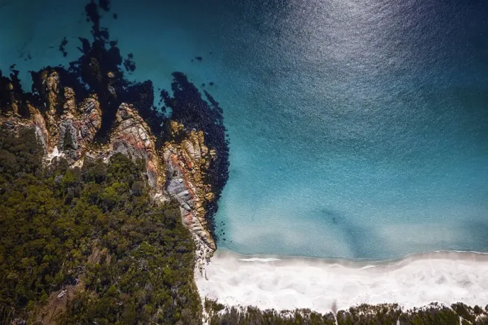 Framed Print : The Bay of fires, aerial view