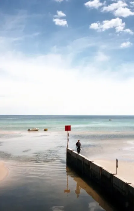 Framed Print : beach jetty