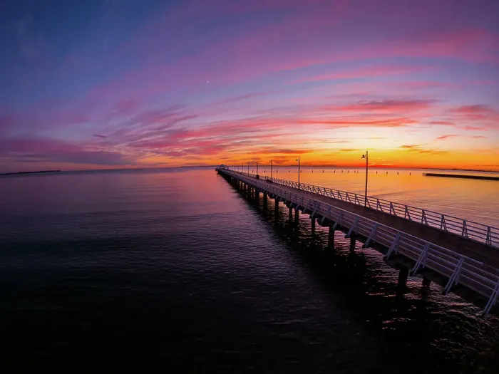 Framed Print : pier. beach trip