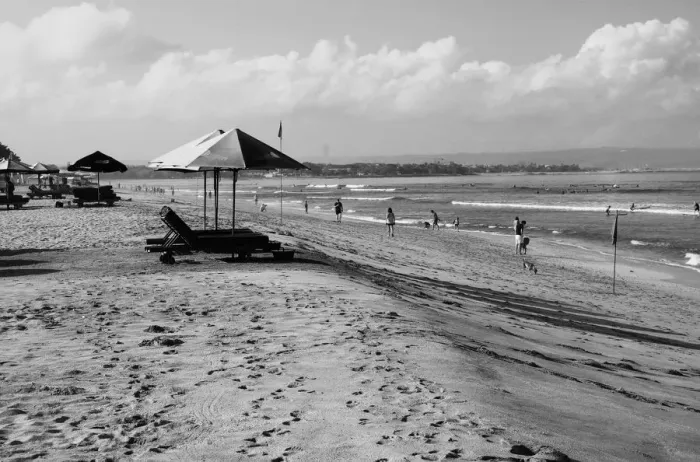 Framed Print : Beachside on Bali in black and white Framed Print : Beachside on Bali in black and white