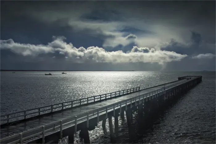 Framed Print : Beautiful light near the Naracoopa pier, King Island, Bass Strait, Tasmania, Australia