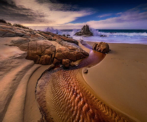 The beautiful and wild pristine coastline of Broken Arm beach on King Island, Bass Strait, Tasmania, Australia