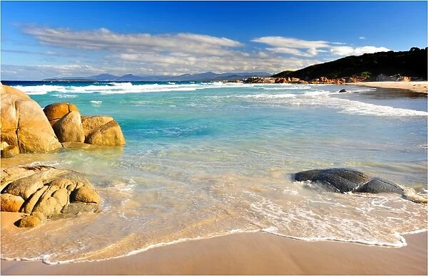 Beer Barrel beach, near the town of St. Helens in north east Tasmania