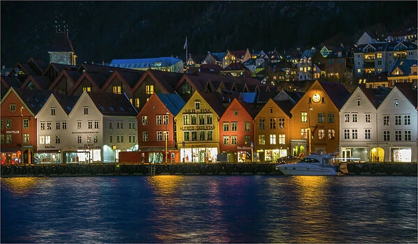 Bergen Warehouses at night