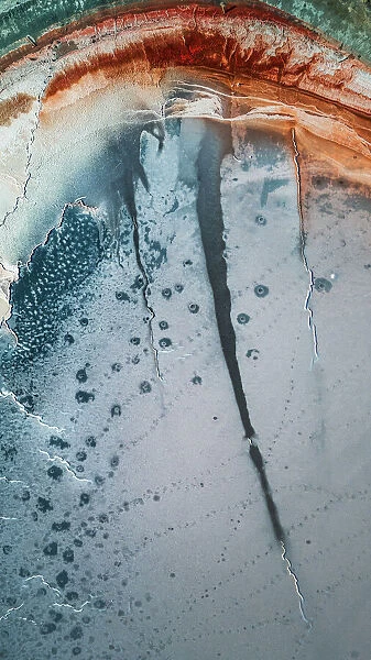 Bizarre salt textures shot by a drone, South Australia