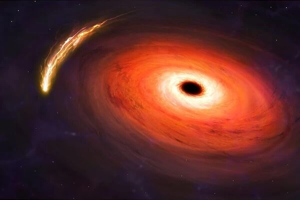 Black hole destroying star, illustration