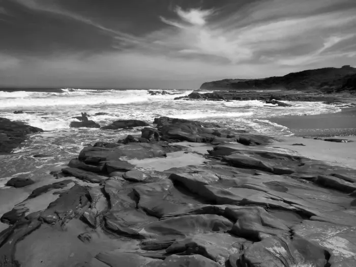 Framed Print : Black and white image of coast at Cape Otway Framed Print : Black and white image of coast at Cape Otway