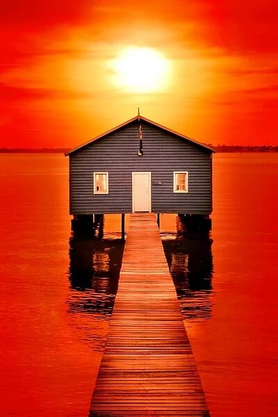 Blood Sunset over Crawley Edge Boat Shed