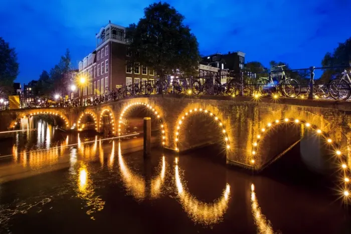 Framed Print : The Blue Hour of Amsterdam Bridges and Canals, North Holland, Netherlands Framed Print : The Blue Hour of Amsterdam Bridges and Canals, North Holland, Netherlands