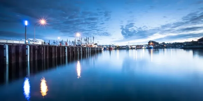 Framed Print : Blue hour at the wharf