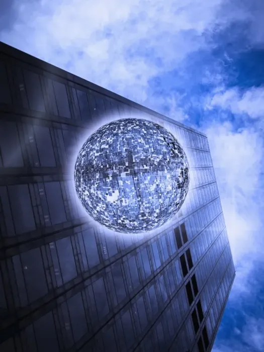 Framed Print : blue sky, building, business, color image, computer graphic, concept, copy space Framed Print : blue sky, building, business, color image, computer graphic, concept, copy space