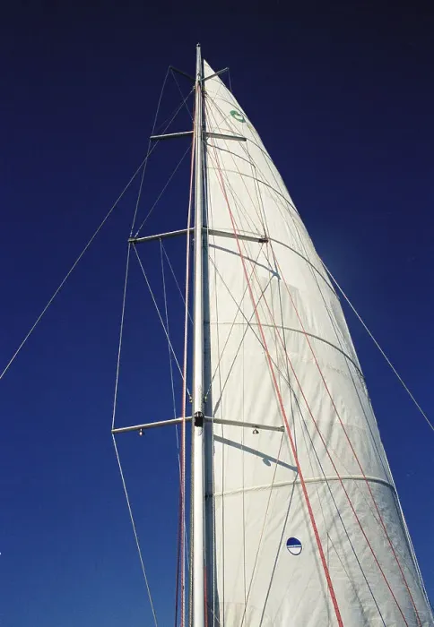 Framed Print : A boat sail and mast against blue sky Framed Print : A boat sail and mast against blue sky