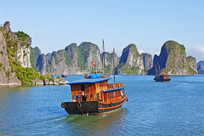 Framed Print : Boats and Rock formations, Ha long Bay Framed Print : Boats and Rock formations, Ha long Bay