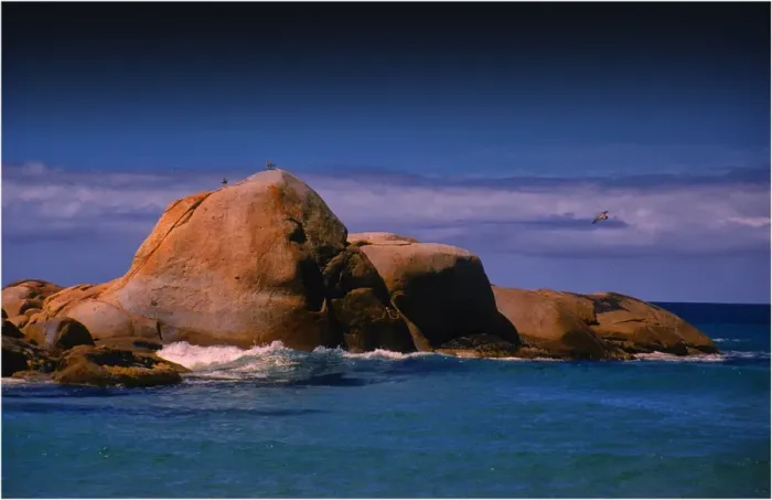 Framed Print : Boulders at North East river, Flinders Island, part of the Furneaux group, eastern Bass Strait, Tasmania