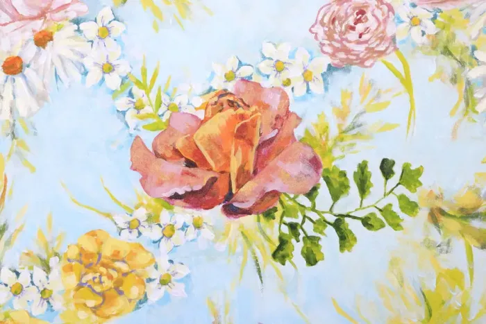 Framed Print : Bouquet of Roses, Blossom, and Fern Framed Print : Bouquet of Roses, Blossom, and Fern