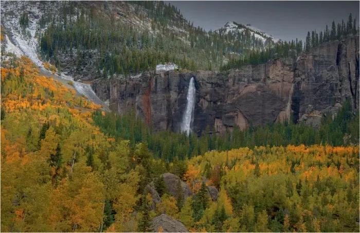 Framed Print : Bridalveil falls, Telluride, Colorado, south western United States of America
