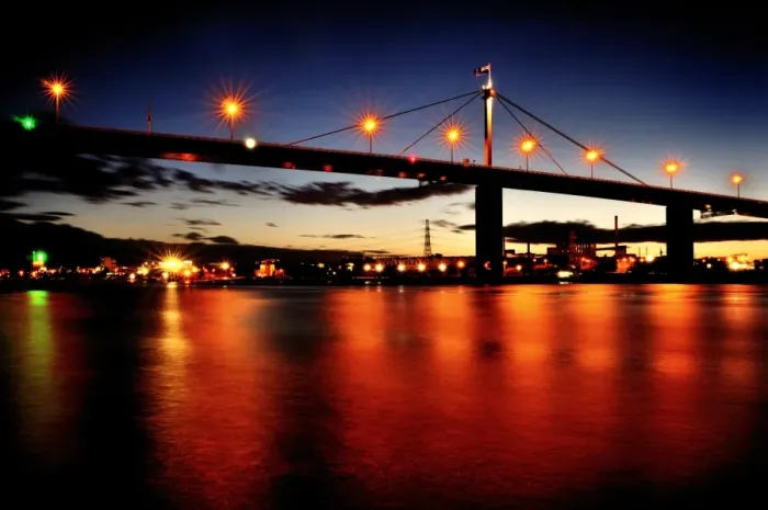 Framed Print : Bridge Over Orange Waters