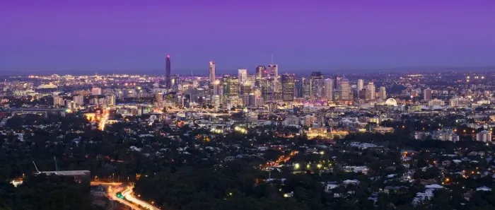 Framed Print : Brisbane cityscape at dusk