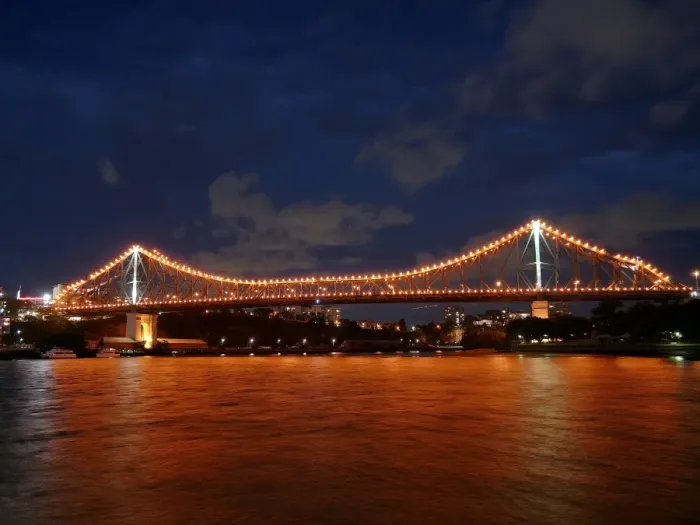Framed Print : Brisbanes story bridge illuminated at dusk
