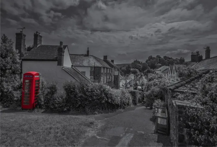 Framed Print : British Phone booth Dunster Framed Print : British Phone booth Dunster
