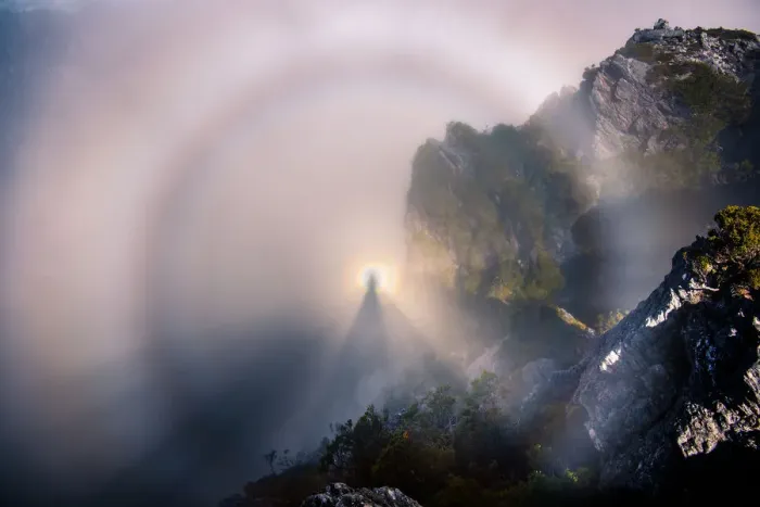 Framed Print : Brocken Spectre at the top of Dorado Peak in Western Arthurs Range