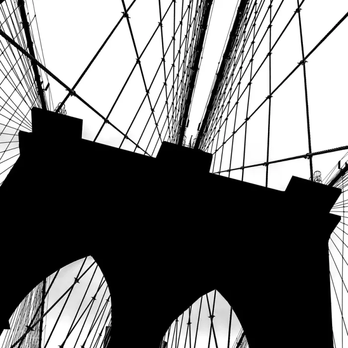 Framed Print : Brooklyn Bridge architecture in black and white