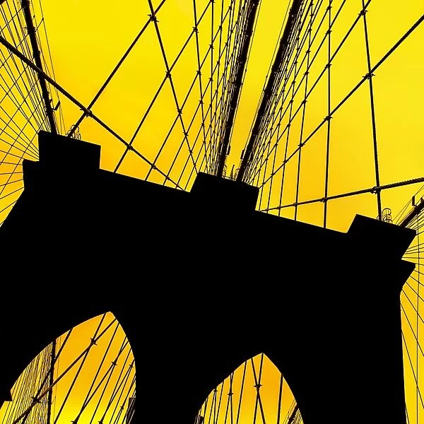 Brooklyn Bridge architecture in yellow