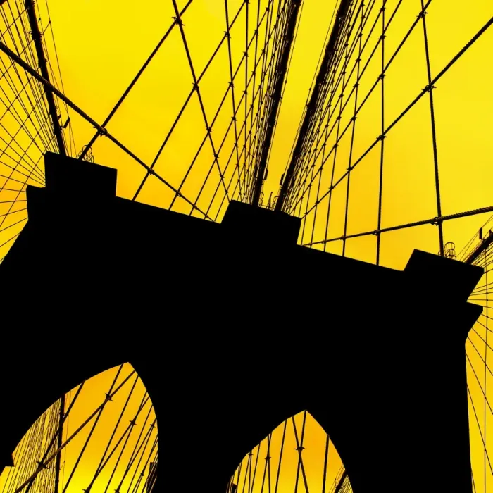 Framed Print : Brooklyn Bridge architecture in yellow Framed Print : Brooklyn Bridge architecture in yellow