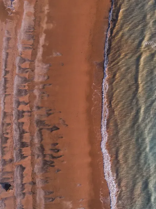 Framed Print : Broome beach photographed from directly above, Australia
