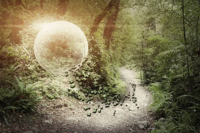 Framed Print : bubble, circle, color image, computer graphic, concept, copy space, day, digital composite