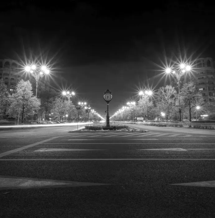 Framed Print : Bucharest Bulevardul Unirii night long exposure