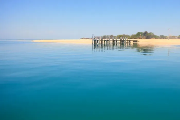 Framed Print : calm waters at the jetty in Monkey Mia Western Australia