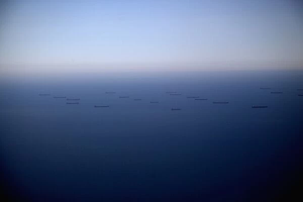 Cargo ships out at sea