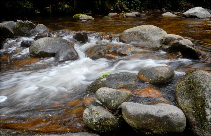 Framed Print : Cascading water in a small stream, Otway ranges, Victoria, Australia