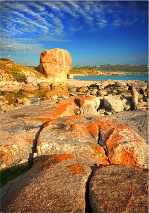 Framed Print : Castle Rock and the colourful coastline at Marshall bay, Flinders Island, Bass Strait, Tasmania Framed Print : Castle Rock and the colourful coastline at Marshall bay, Flinders Island, Bass Strait, Tasmania