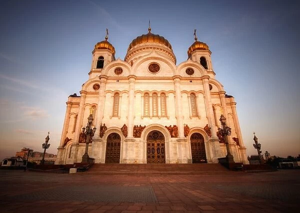 Cathedral of Christ the Saviour close up sunset